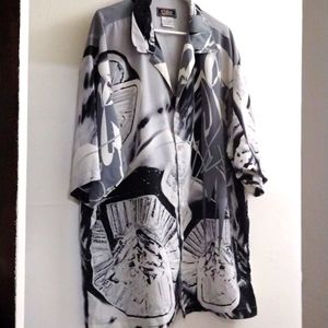 Webs Men's Black, Grey & White Printed Dress Shirt Short Sl Size 3X ExcelCond.
